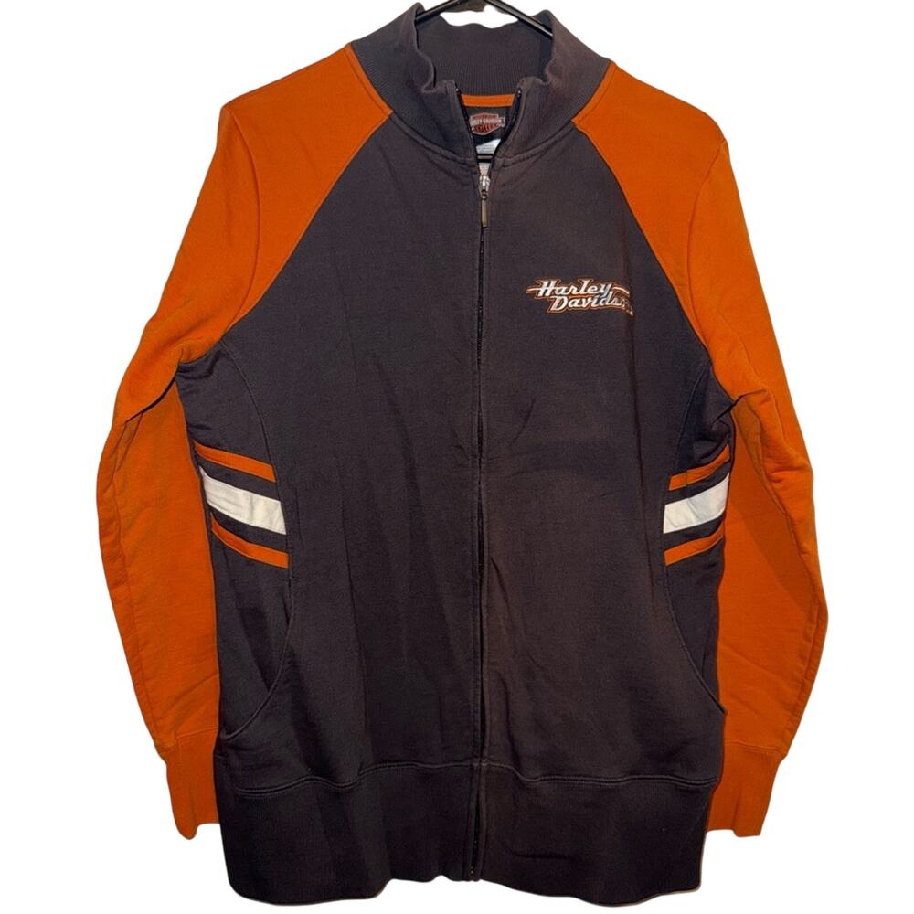 Harley Davidson Motorcycles Big Island Kona Hawaii Brown Orange Full Zip Jacket